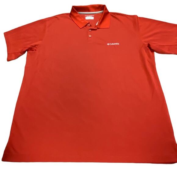 Columbia Mens XXL Short Sleeve Polo Style Shirt Red - Omni Shade Sun Protection - Picture 1 of 7